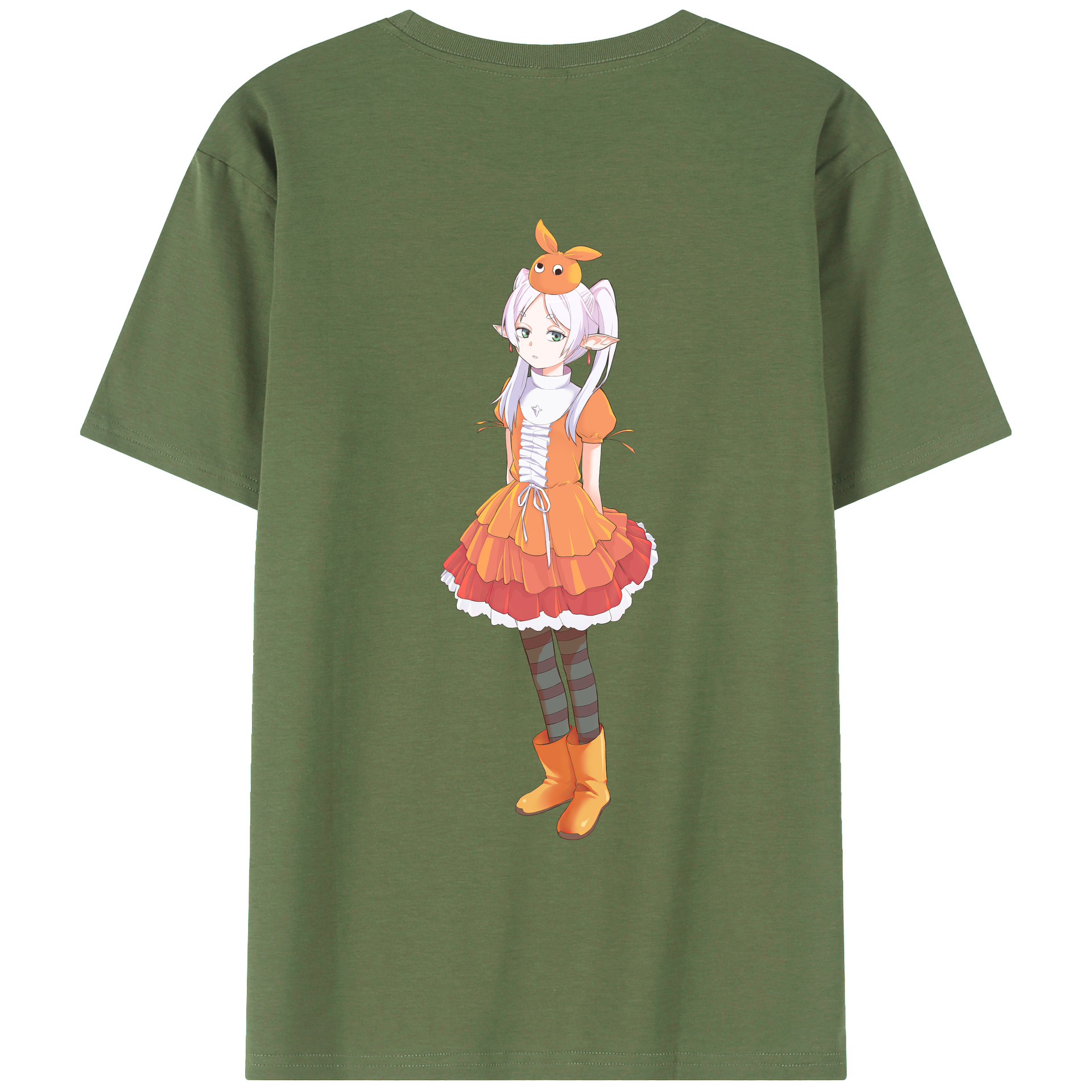 （画像用） 葬送のフリーレン Frieren 綿100％ メンズ半袖Tシャツ（バックプリント） 通気性